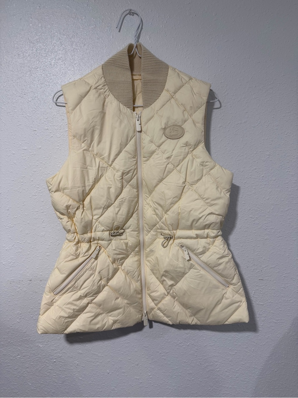 Burberry Cream Quilted Sleeveless Puffer Vest